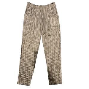 Emporio Armani Women’s Size 44 NWT Beige Brown Chevron Pleated Dress Pants